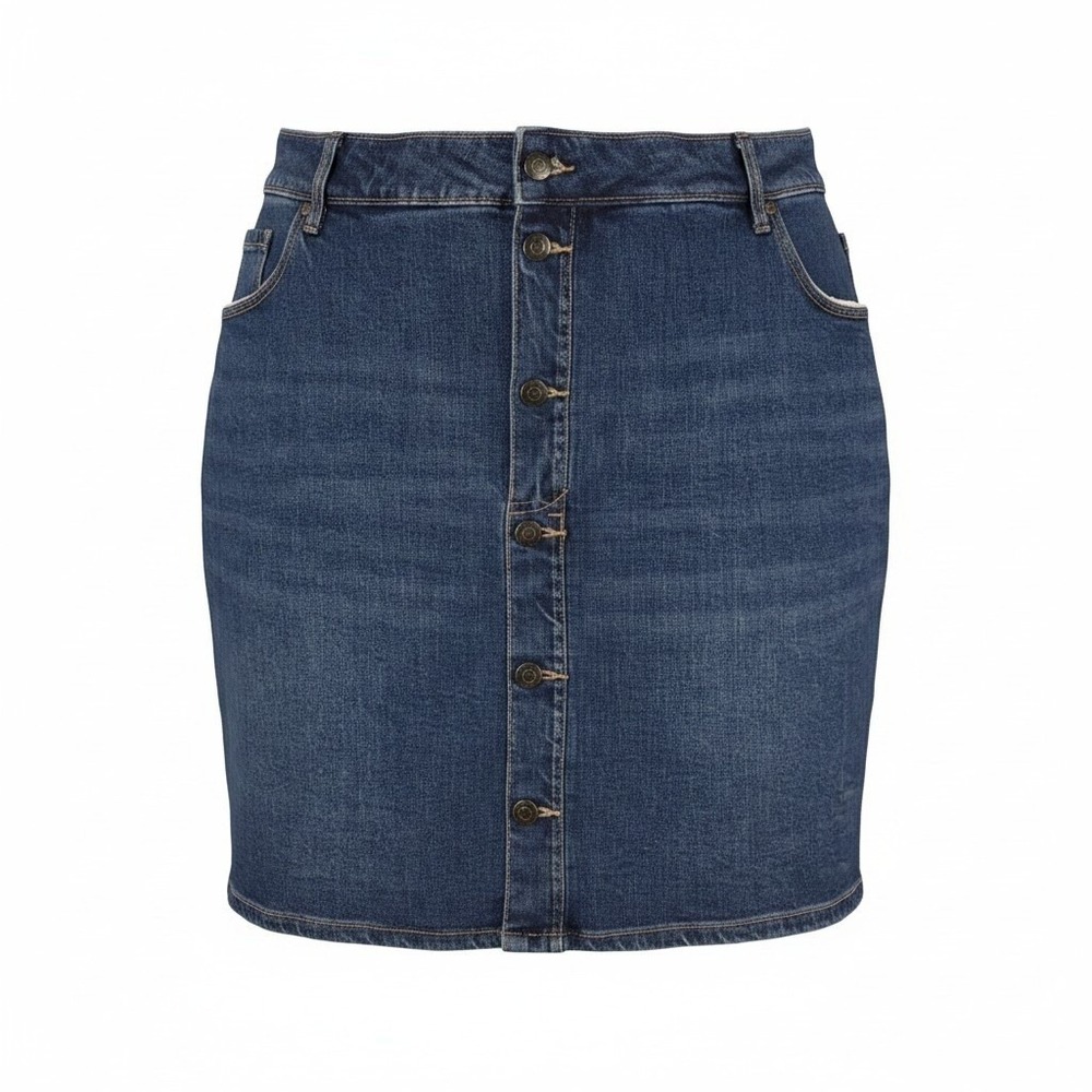 Old Navy Jean Skirt Women 26 Blue High Rise Secret Slim Pockets Button Front